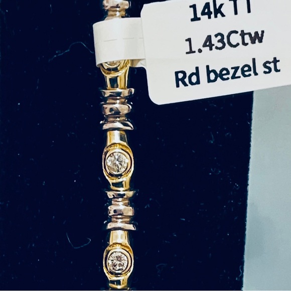 Brand New Custom 14k two-tone Diamond Bracelet 7 in with SI-H high-end and heavy - Picture 3 of 3